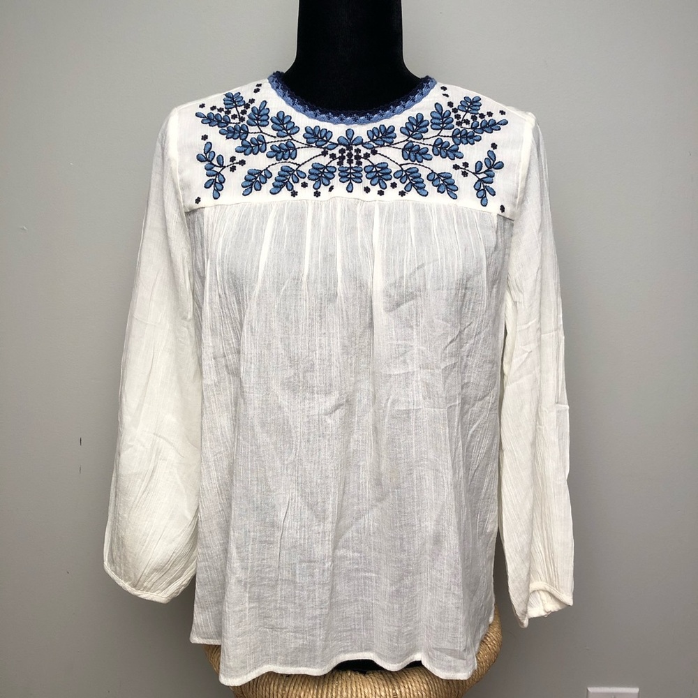 Lucky Brand Embroidered Linen Top - Picture 3 of 7